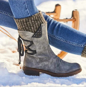 Orthopädische Winterstiefel für Damen - wasserdicht, warm, elegant, grau 2