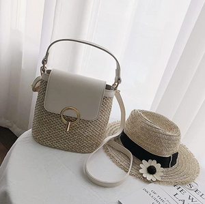 Stroh-Handtasche, Strandtasche "Eva" - chic für den Sommer_beige 15