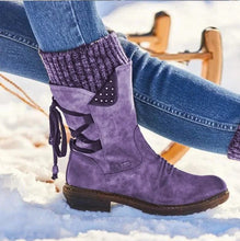 Lade das Bild in den Galerie-Viewer, Orthopädische Winterstiefel für Damen - wasserdicht, warm, elegant, violett 3
